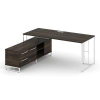 Rift Direct Стол руководителя на опорной тумбой RF.SRT-24 (L) Дуб Мали/Металл Белый/Белый Ручки 1580