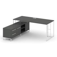 Rift Direct Стол руководителя на опорной тумбой RF.SRT-24 (L) Антрацит/Металл Белый/Белый Ручки 1580